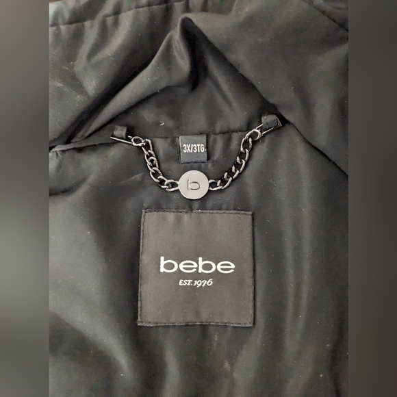 Bebe women's winter down puffer hooded jacket, black, size 3X - Picture 4 of 14